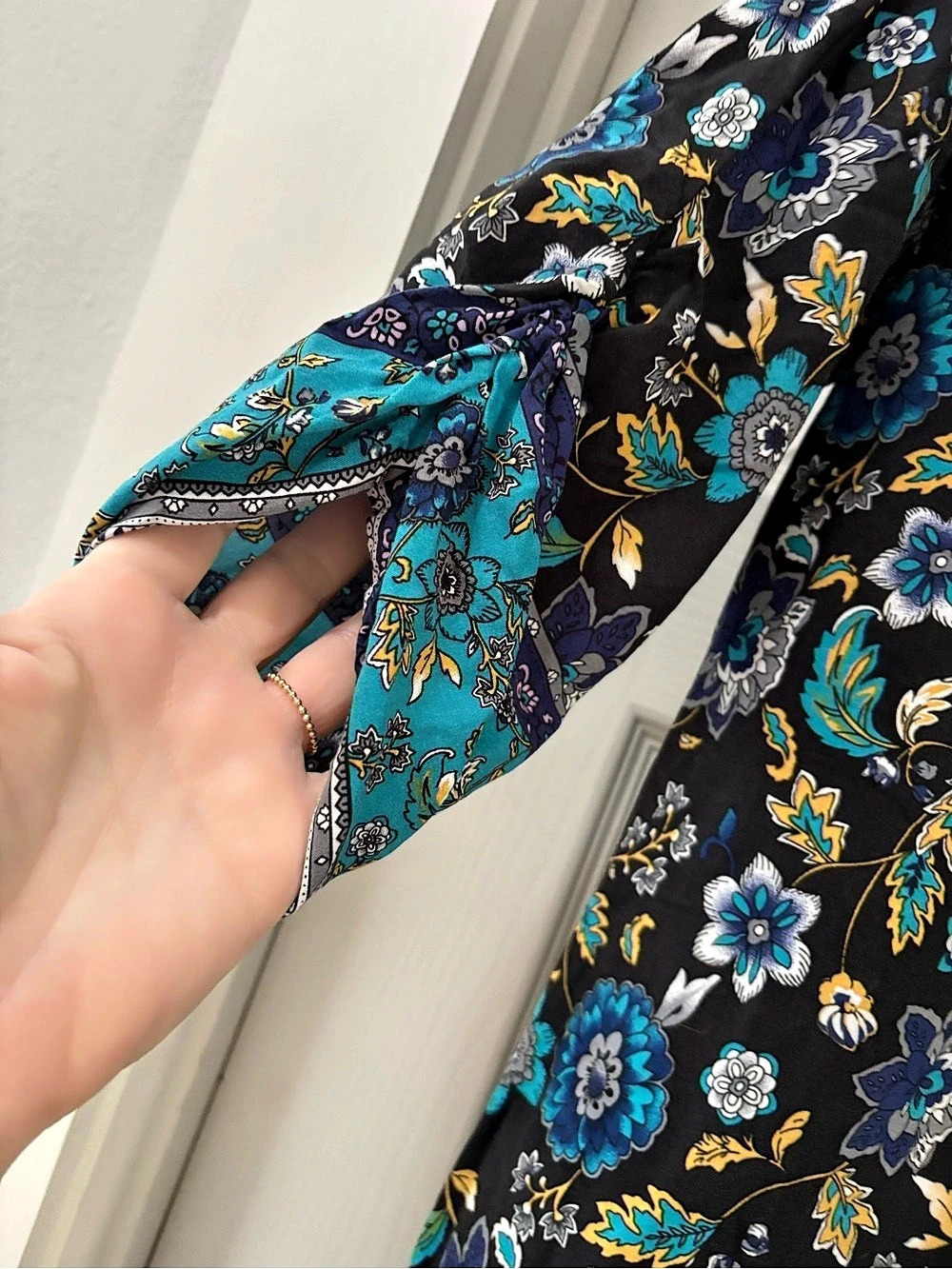 Floral Midi Dress in Black & Blue - Picture 2 of 12
